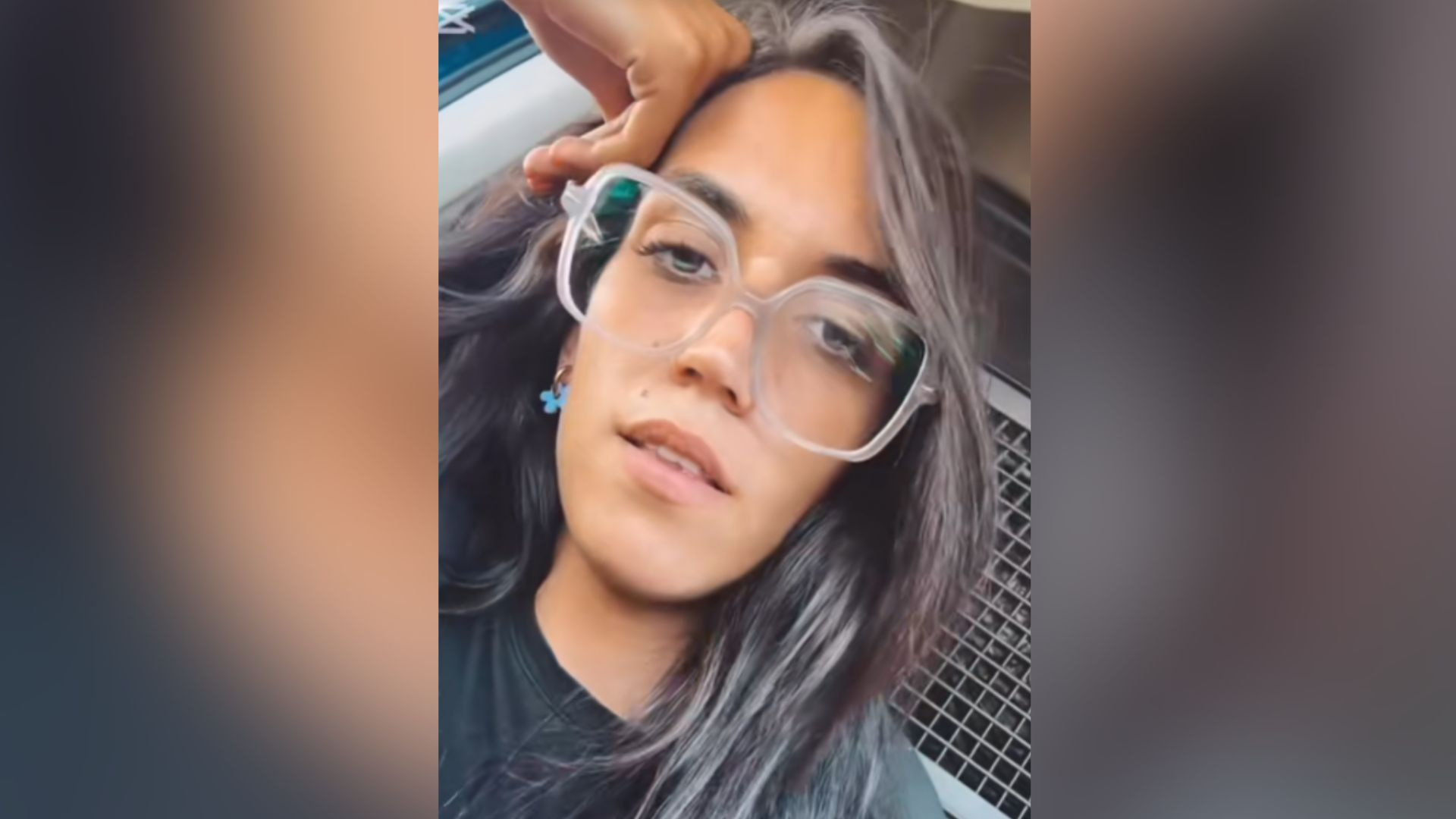 Repartidora sonriendo junto a su furgoneta de reparto en un entorno rural.