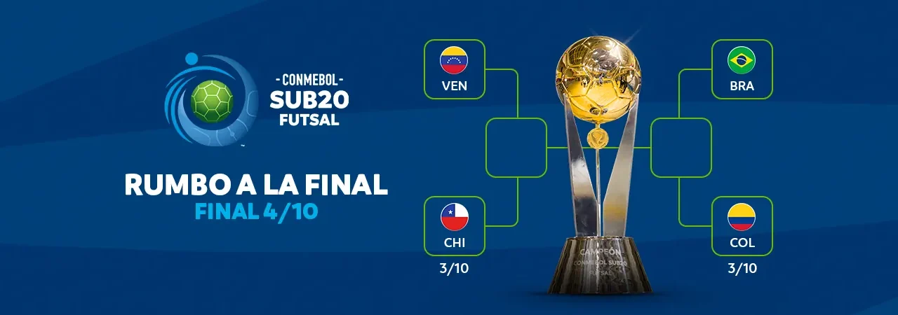 La CONMEBOL Sub20 Futsal 2026 ya tiene a sus cuatro semifinalistas: Brasil, Colombia, Chile y Venezuela