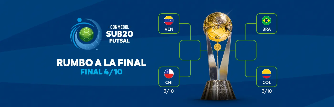 Celebración del equipo de Venezuela tras clasificar a las semifinales de la CONMEBOL Sub20 Futsal 2026 en el Domo Bolivariano de Barquisimeto